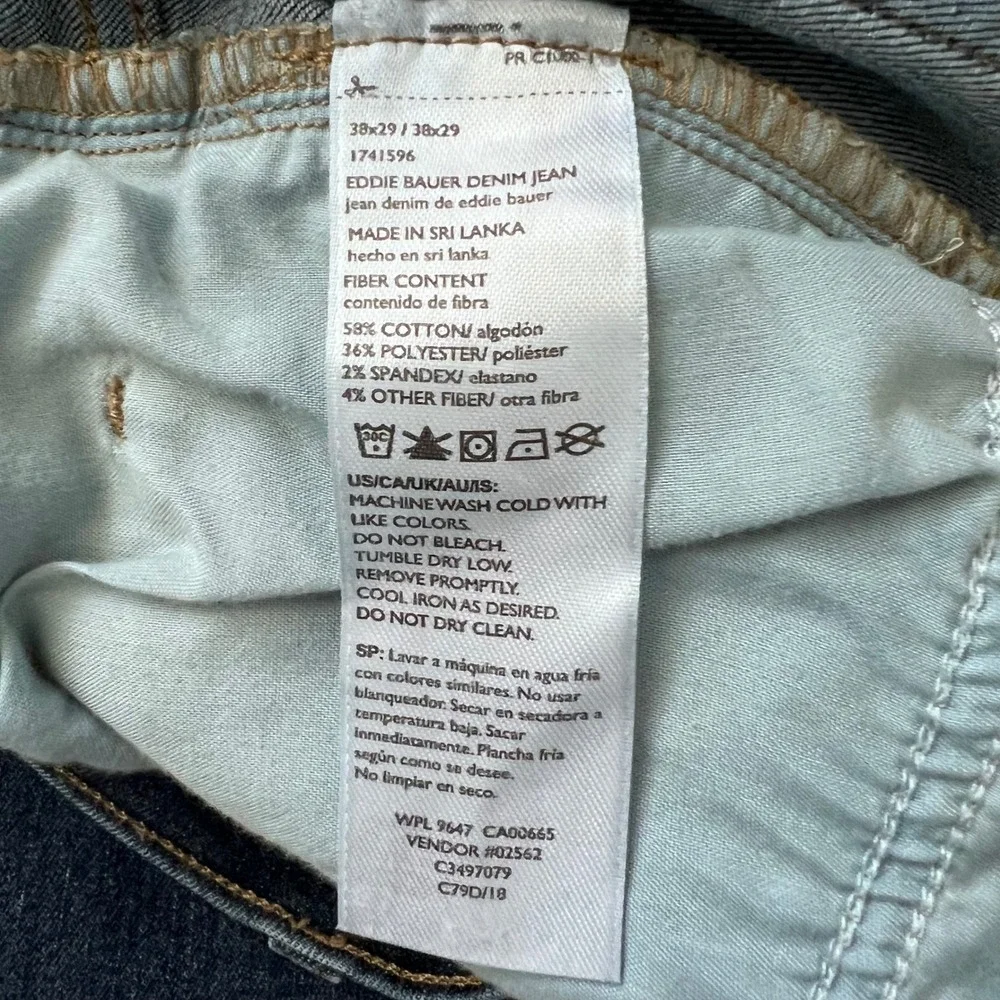 Eddie Bauer Mens Straight Fit Dark Wash Stretch Denim‎ Jeans 38x29 C3497079